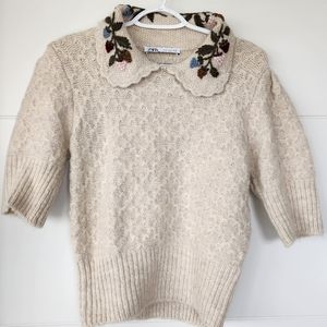 Zara Embroidered Collar Sweater